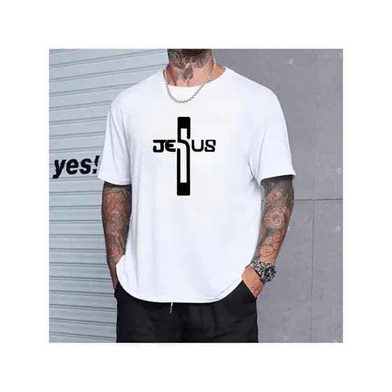 Camiseta Masculia Cruz Jesus Gospel Algodão Premium