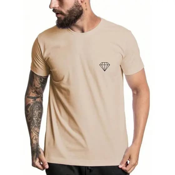 Camiseta Masculina Diamante Estampado Casual para Homem Basica COD006