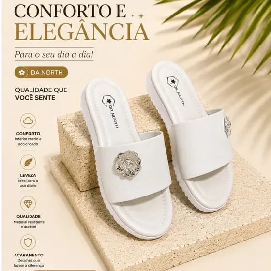 Sandália Feminina Slide Moderna Leve Confortável Estilosa Resistente Uso Diário Enfeite Rosa