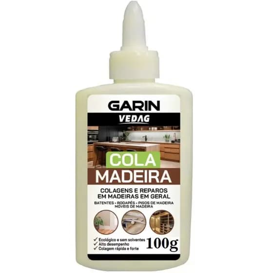 100g Cola Madeira Extra Forte Garin - Ideal para Fabricar Móveis, Peças de Madeira, em Chapas, Peças, Buchas, Laminados