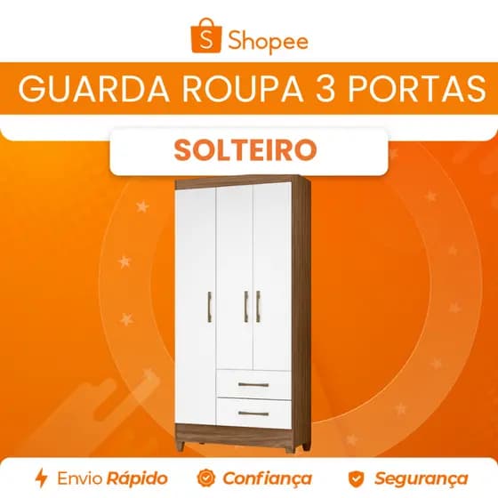 Guarda Roupa Solteiro Lima 3 Portas com 2 Gavetas Moval