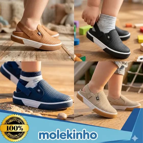 Tênis Molekinho Infantil Meninos Calce Fácil Confortável Baby Casual Escolar Original