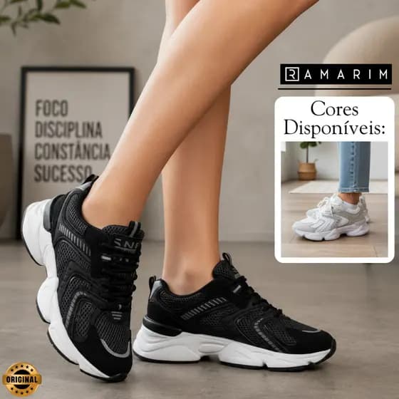 Tênis Ramarim Feminino Plataforma Chunky Moda Sneaker Confortável Lançamento Boston Urbano Original