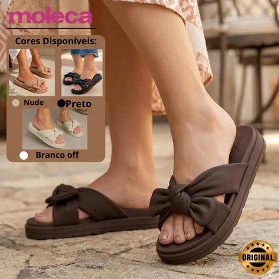 Papete Moleca Feminina Laço Macia Sandália Nuvem Tratorada Dia a Dia Casual Confortável Original