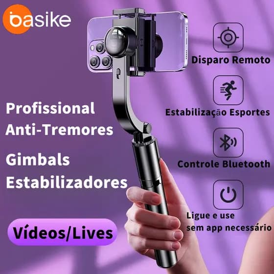 Basike Tripé Selfie 1,65m com Abertura Automática ao Tocar no Chão - Bastão de Alumínio Bluetooth para Viagens, Lives