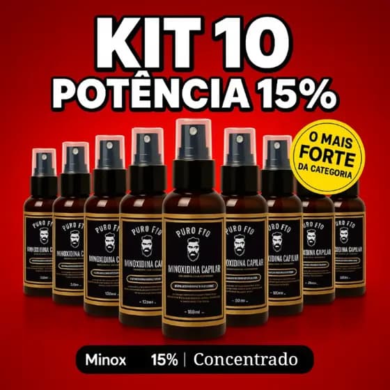 KIT com 5 e 10 Tônico Capilar 15% Anti Queda Crescimento Poderoso Barba Cabelo Sobrancelha Bigode c