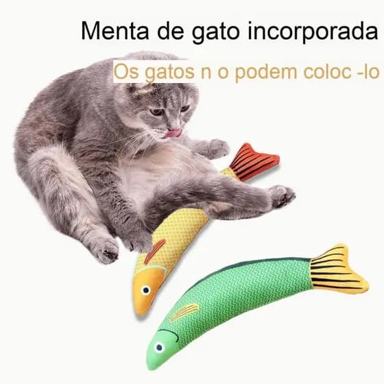 Brinquedo Para Gatos Com Catnip Peixe De Pelúcia Interativo Mordedor Para Pets 3D PROMOÇÃO