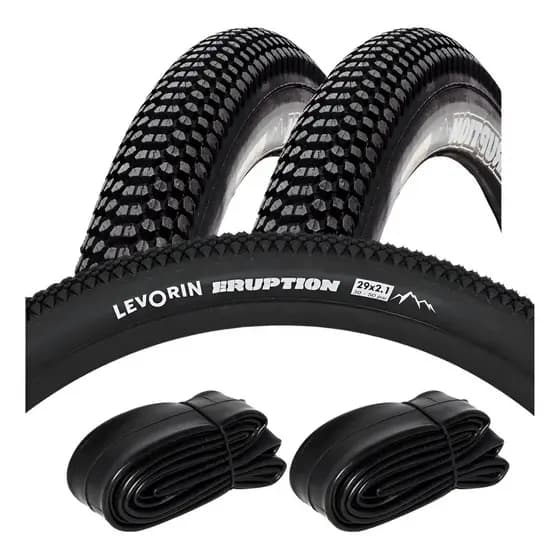 Kit 2 Pneus 29x2.10 Levorin Eruption Banda Leve + 2 Câmaras Preto - Preto