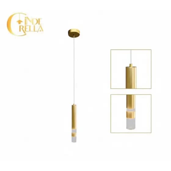 Pendente Moderno Cilíndrico Dourado – Luminária de Teto Decorativa para Sala, Cozinha e Bancada