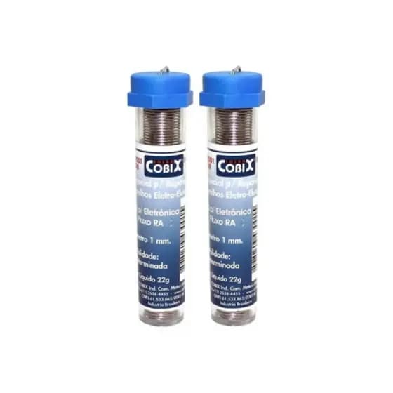 Kit 2 Tubos Solda Estanho 1mm Azul 63x37 Cobix Com Fluxo