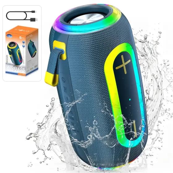 INOVA Caixa De Som Bluetooth Estéreo Hd Com Grave Intenso Tws Party RGB FM IPX6 Som Estéreo Graves Intensos