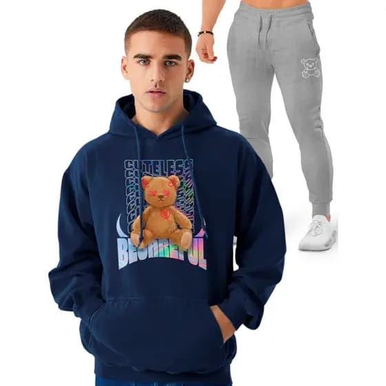 Kit Blusa + Calça Urso Be Careful e Lil Bear 100% Algodao Tecido Algodão Camisa premium MPF