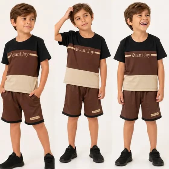 Novo Conjunto De Verão Camisa + Short Menino Infantil Masculino Veste 2 a 12 Anos Dry Fit Fresquinho
