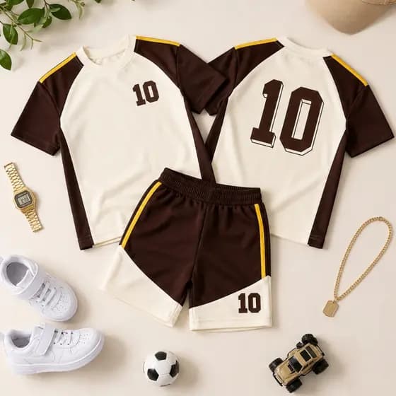 Conjunto Esportivo 2 Peças Infantil Masculino - Camisa+Bermuda para Meninos de 2 a 12 Anos Dry Fit