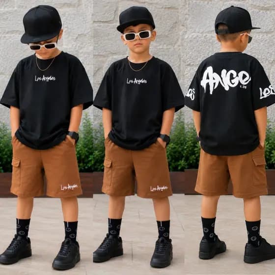 Conjunto Infantil Menino - Lançamento de Verão - Camisa + Bermuda Tamanho 2 ao 12 anos