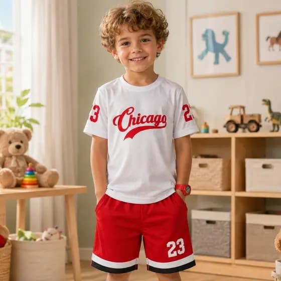 Conjunto Infantil Masculino - Camisa + Bermuda Dry Fit 2 a 12 Anos