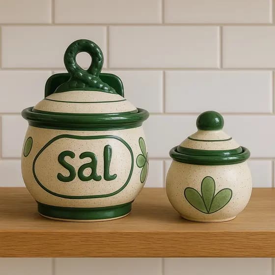 Saleiro Com Açucareiro Kit Porta Condimentos Para Cozinha Em Cerâmica