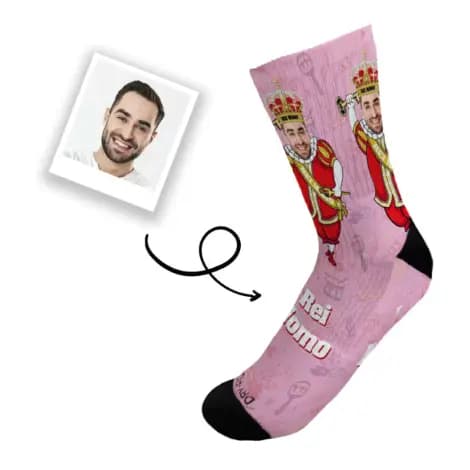 Meia Personalizada Com Foto Carnaval Rei Momo - Cano Alto - Meias Elite