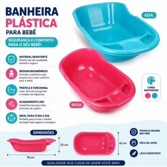 Banheira Infantil Grande 30 litros Plástica Reforçada Confortável e Durável -Arqplast