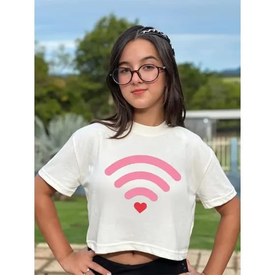 Croped Camiseta Infantil Juvenil Oversize Estampas Dtf