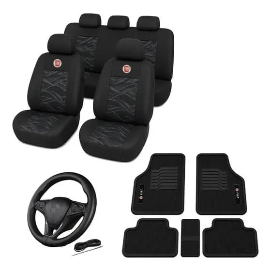 Kit Capa Banco + Tapete + Capa Volante Linha Fiat