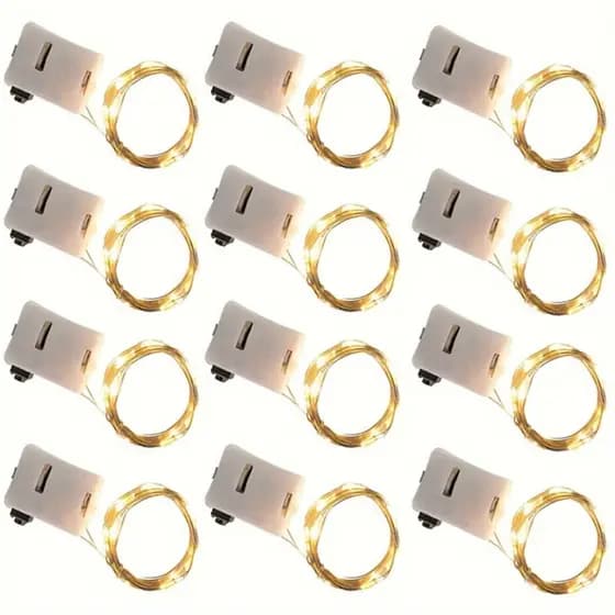 15 KIT Fio Fada 2 Metro Branco Quente/Colorido CordãO Luz Decolar Festas Leds Pilha Luzes De Led Para Cabana Bubble Led