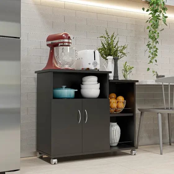 Fruteira Cozinha Com Rodinhas e Suporte para Microondas
