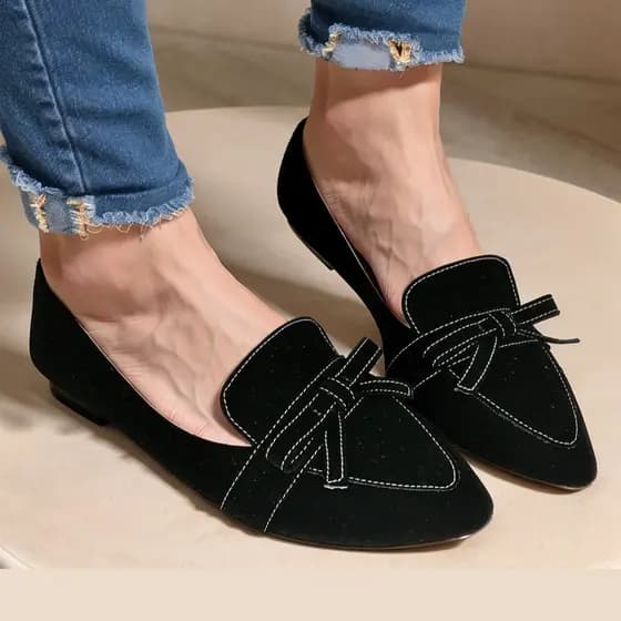 Sapatilha Feminina Rasteirinha Sandália Mocassim Feminino Casual Preto Sapato Social Bico Fino