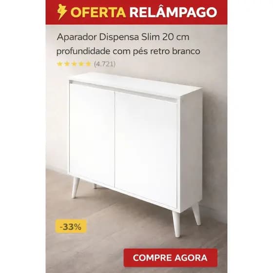 Dispensa Nicho Aparador com 2 Portas 70x60x20 PÉS RETRO