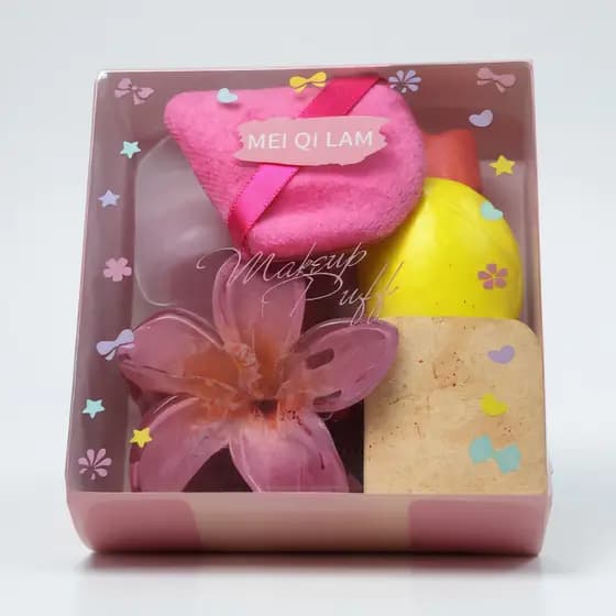 Kit Esponjas de Maquiagem MEI QI LAM – Esponja Blender + Suporte + Esponja Coração | Kit Profissional Make Up