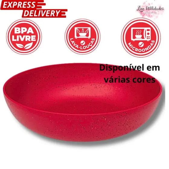 Prato Fundo Plástico 1200ml Colorido Helsim | Kit 4 a 12 Peças para Cozinha e Dia a Dia