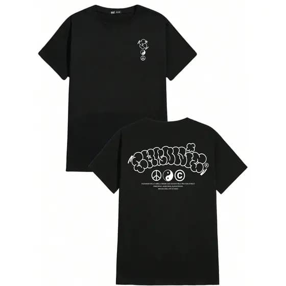 Camiseta Escrito/Picho Casual Unissex 100% Algodão Streetwear Lançamento