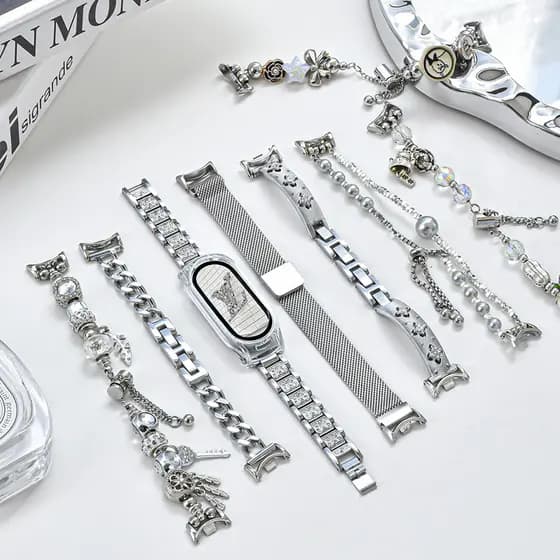 Pulseira De Metal De Aço Inoxidável Série Cor Prata Para xiaomi NFC Mi 10 9 8 Pro 7 6 5 4 3 Magnética Com Fivela Borbole