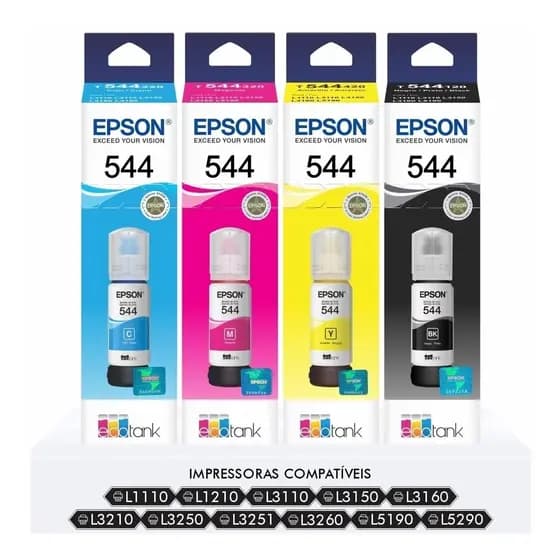 Refil Tinta 544 Epson L1110 L1210 L1250 L3110 L3150 L3160 L3250 L3210 L3251 L3260 L5190 L5290 ORIGINAL