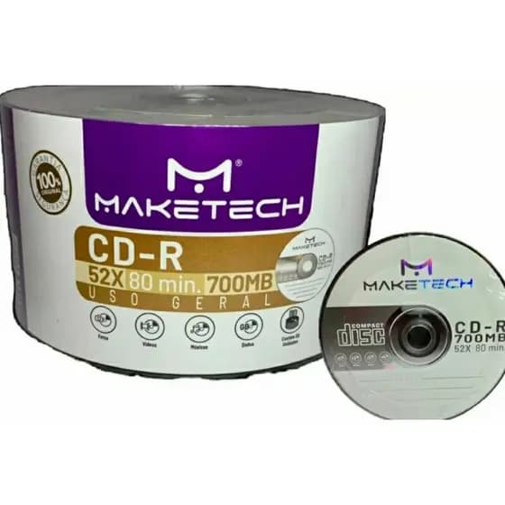 25 Unidades CD-R MakeTech - 700 MB 80min. - 52x - Com Logo