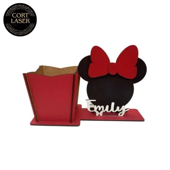 Kit Centro de Mesa Cachepô Festa Temática Minnie Aniversario Lembrancinha Decoração