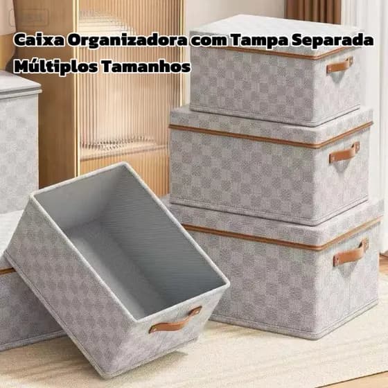 Nova Caixa Organizadora com Tampa em TNT Xadrez - Para Roupas, Brinquedos e Organização Doméstica