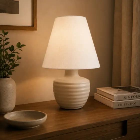 Abajur Moderno de Mesa em Cerâmica com Cúpula Bivolt Decoração Luminária Quarto Sala Escritório Cabeceira