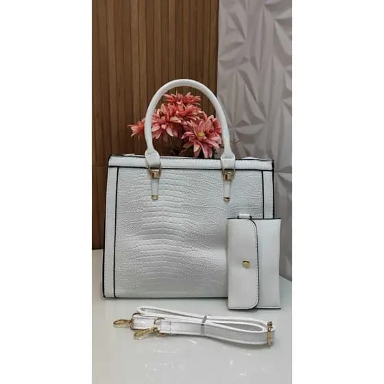 Bolsa Croco Branca, Bolsa Feminina Social, Bolsa Casual.
