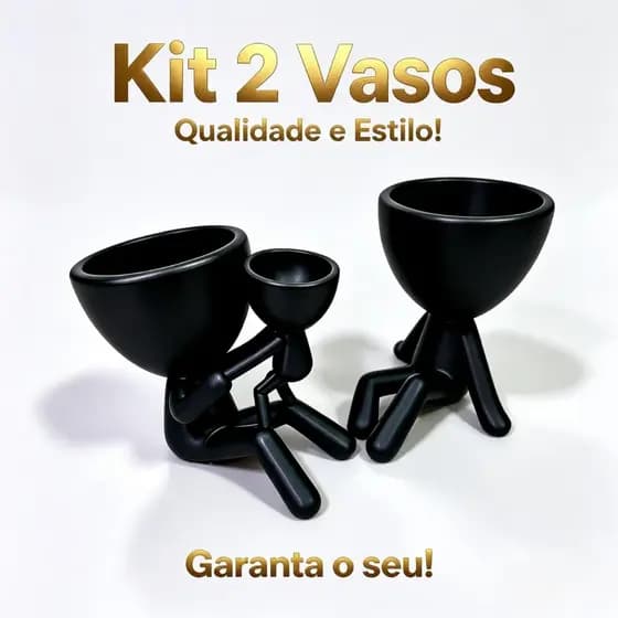 Kit 2 Vasos Robert Plant Bob 9cm Para Suculenta Cactos - Vasinho Decorativo Impressão 3D Enfeite De Mesa Sala Quarto