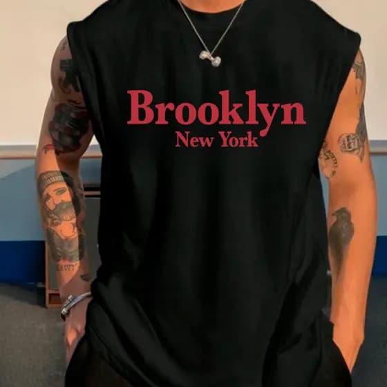 Regata Masculina Básica Brooklyn Oversized Larga Moda Masculina Algodão