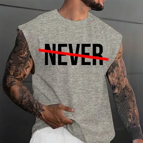 Camiseta Regata Sleeveless Never Básica Lançamento Masculina Top Larga Moda Masculina Algodão