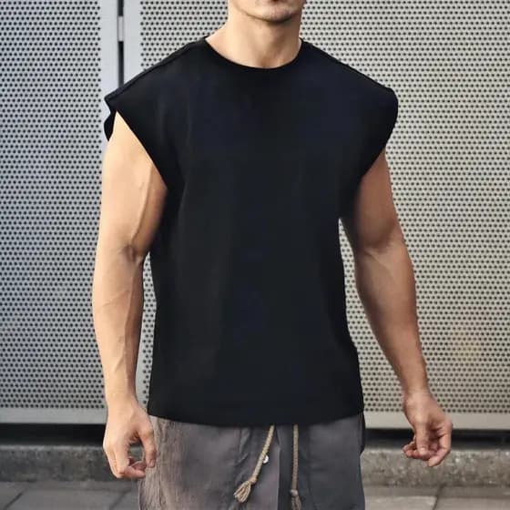 Camiseta Regata Sleeveless Lisa Básica Masculina Top Larga Moda Masculina Algodão