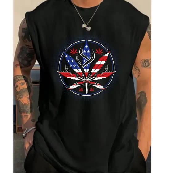 Regata Masculina USA Folha Básica Oversized Larga Moda Masculina