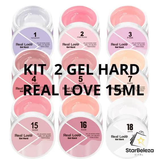 Kit especial 2 Gel Hard para Alongamento 15ml - Real Love