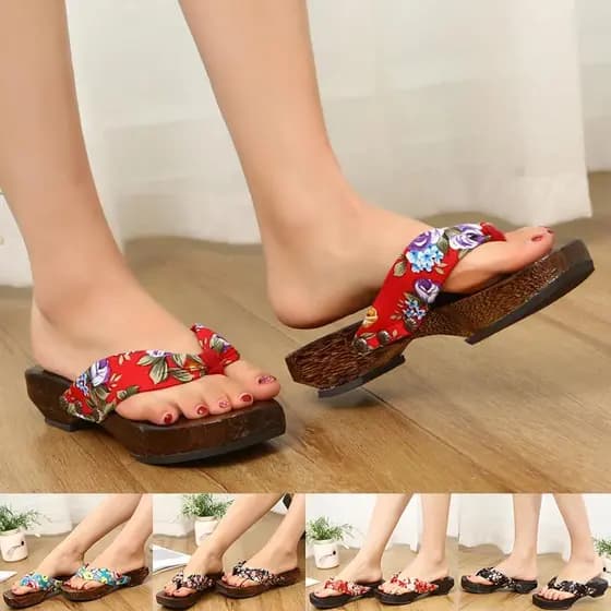 Japonês Tradicional Geta Fundo Plano Unissex Madeira Paulownia Tamanco Mulher Ninja Cosplay Sapatos