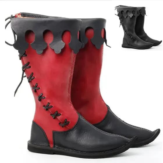Botas Medievais De Couro PU Renascentistas , Sapatos De Oficial Góticos , Pirata Viking cosplay De Halloween