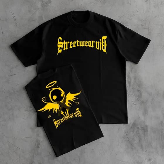 Camiseta Oversized Camisa Estilo de Rua Oversized Streetwear Masculina Gola Alta Estampado Costas