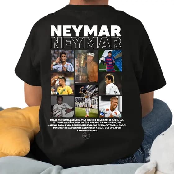 Camiseta Infantil Adolescente Neymar Jogador Autografo Assinatura Menino Ney Futebol Blusa Algodão