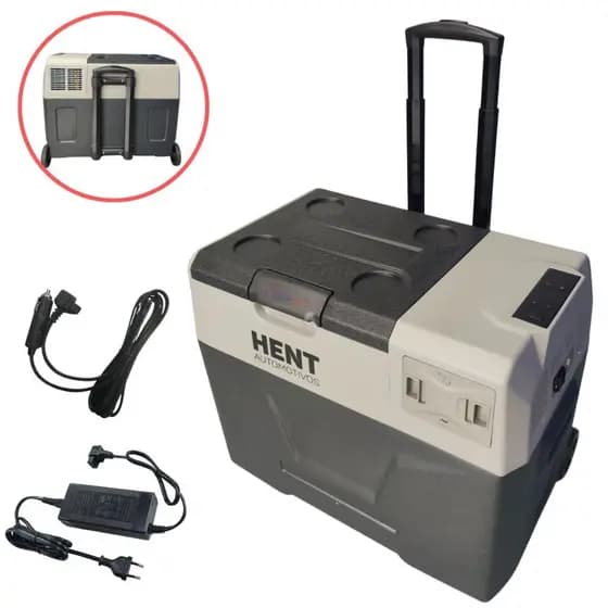 Geladeira Quadrivolt Portátil 40l Com Bateria Rodinhas Caminhão Van Camping Trailer Motorhome